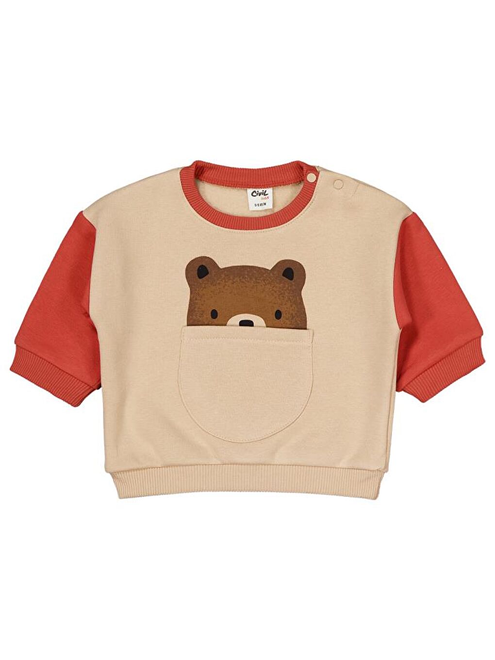 Kahverengi Baby Ayıcık Cepli 6-18 Ay Takım - Turuncu 9-12 Ay-2