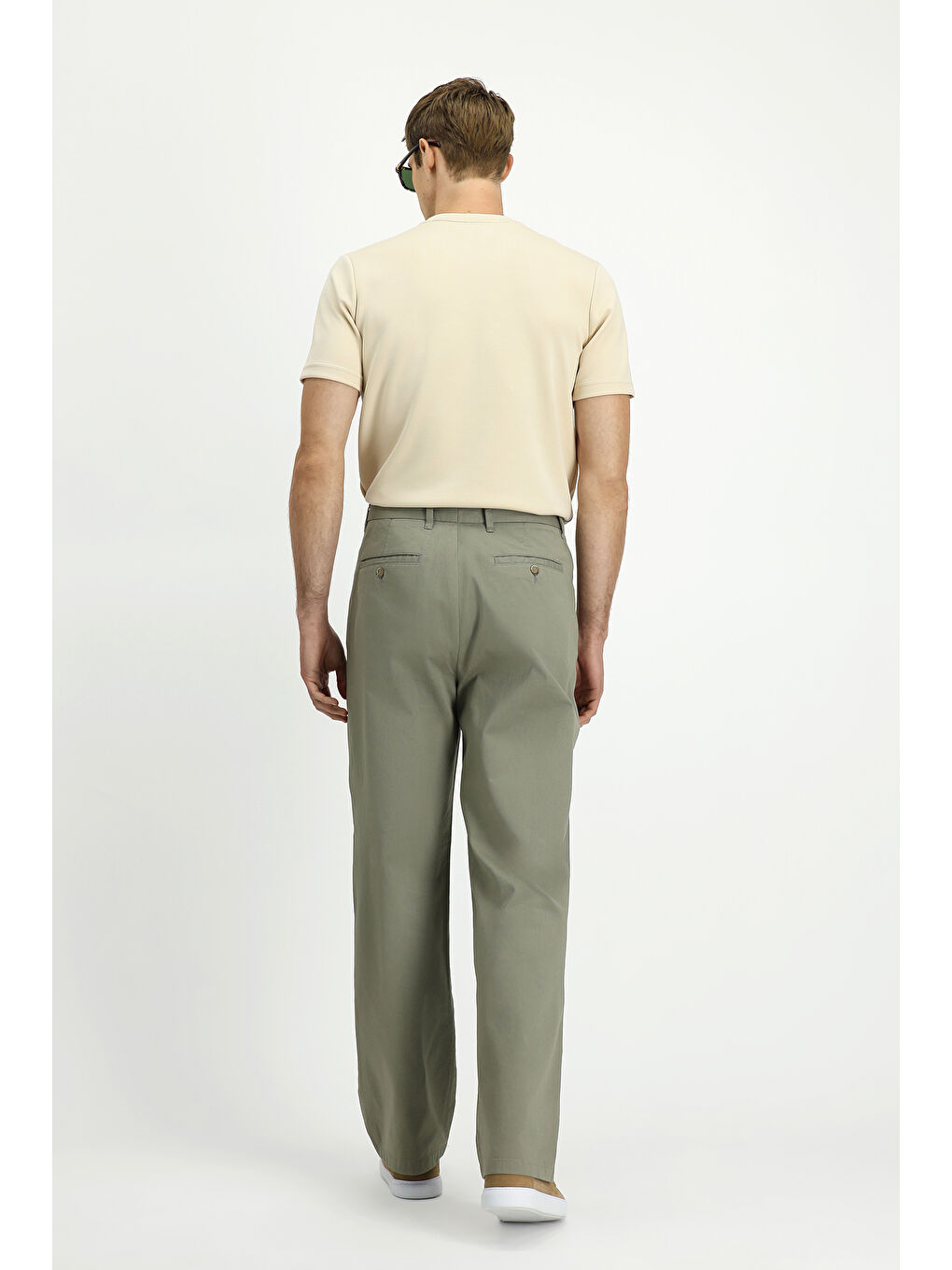 Yeşil Regular Fit Elastanlı Kanvas / Chino Pantolon-3