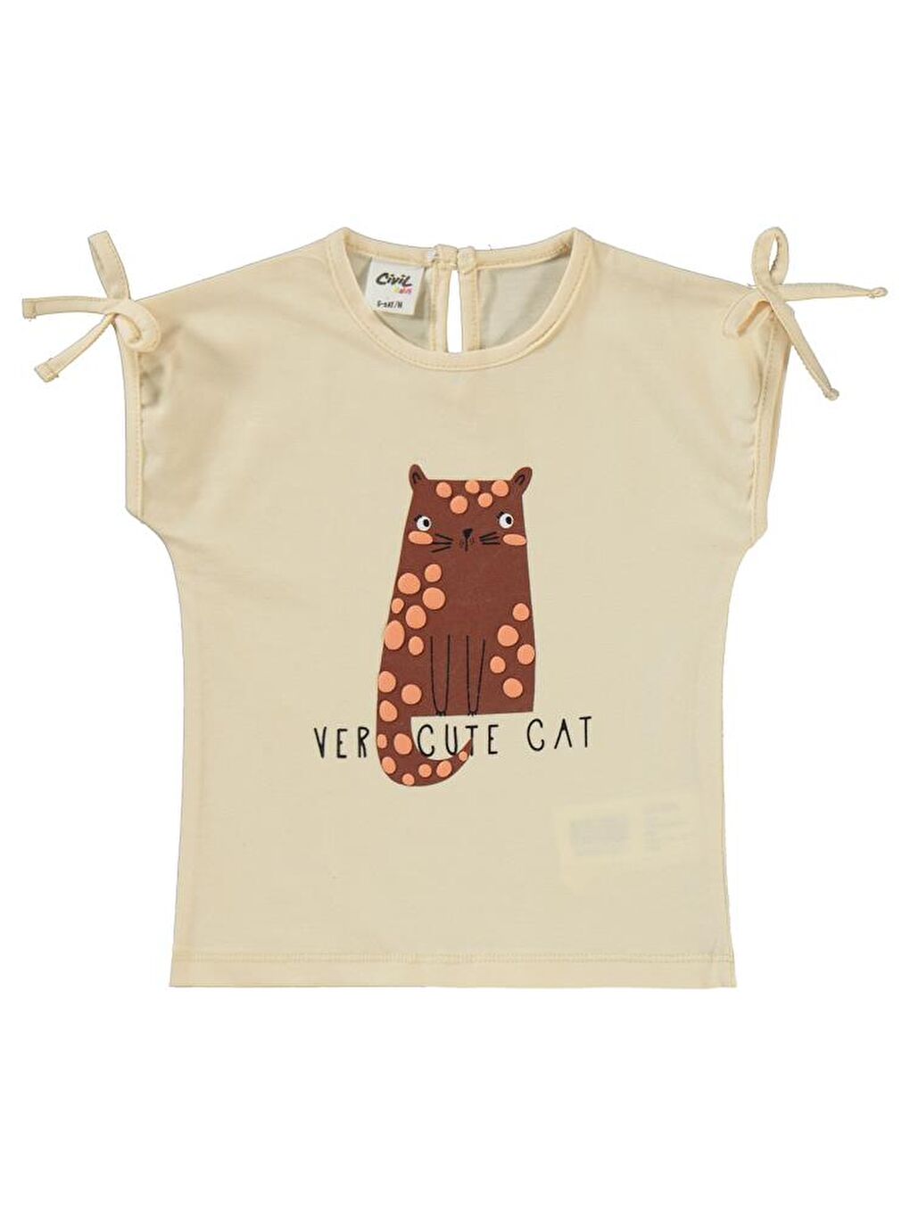 Bej Baby Kedi Baskılı 6-18 Ay Takım - Fil Dişi6-9 Ay-1