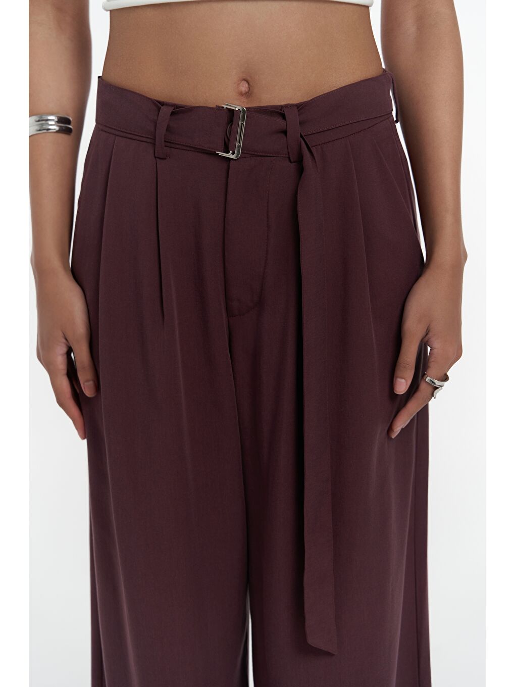Paros Kemer Detay Bordo Palazzo Pantolon-3