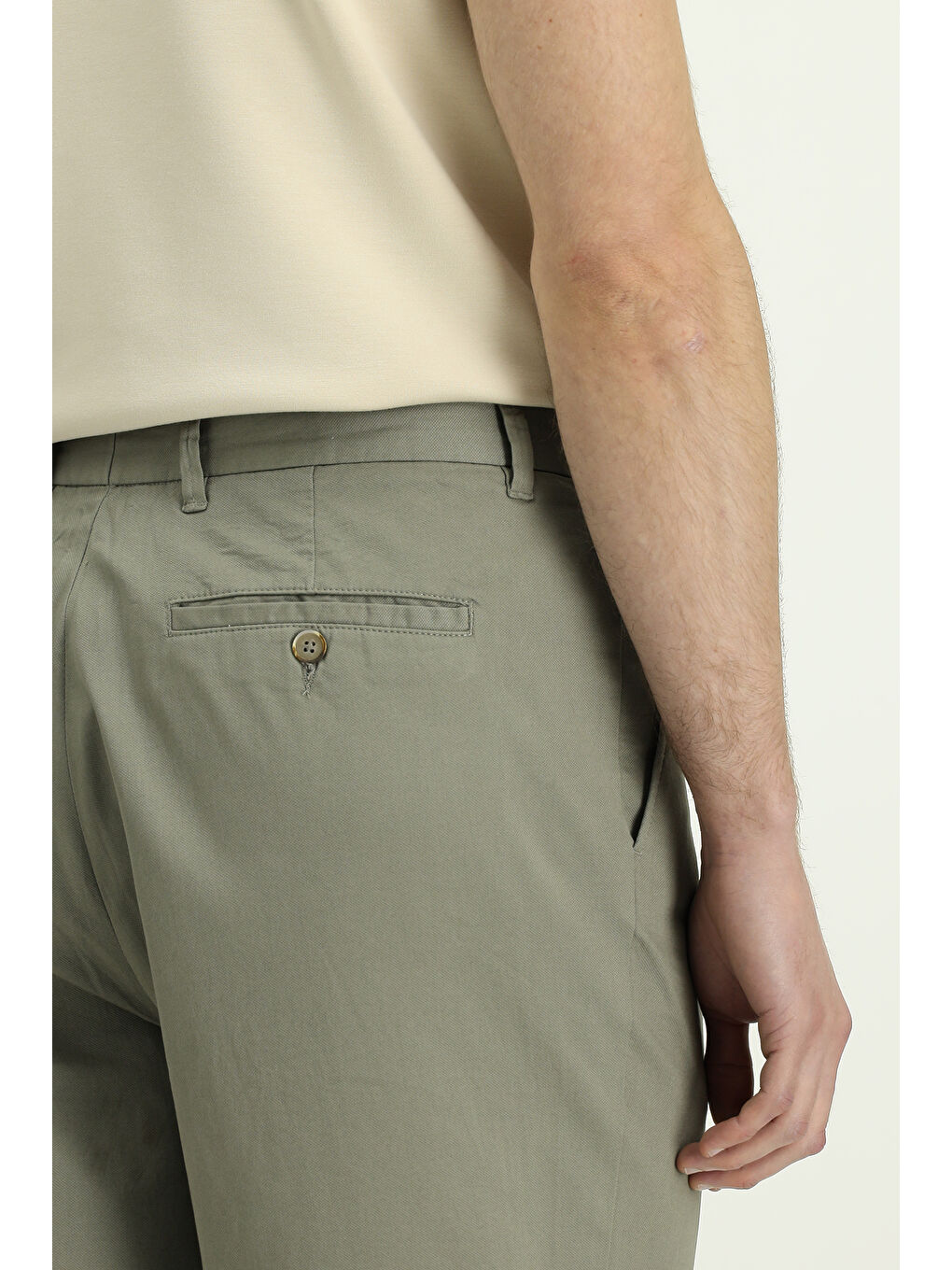 Yeşil Regular Fit Elastanlı Kanvas / Chino Pantolon-5