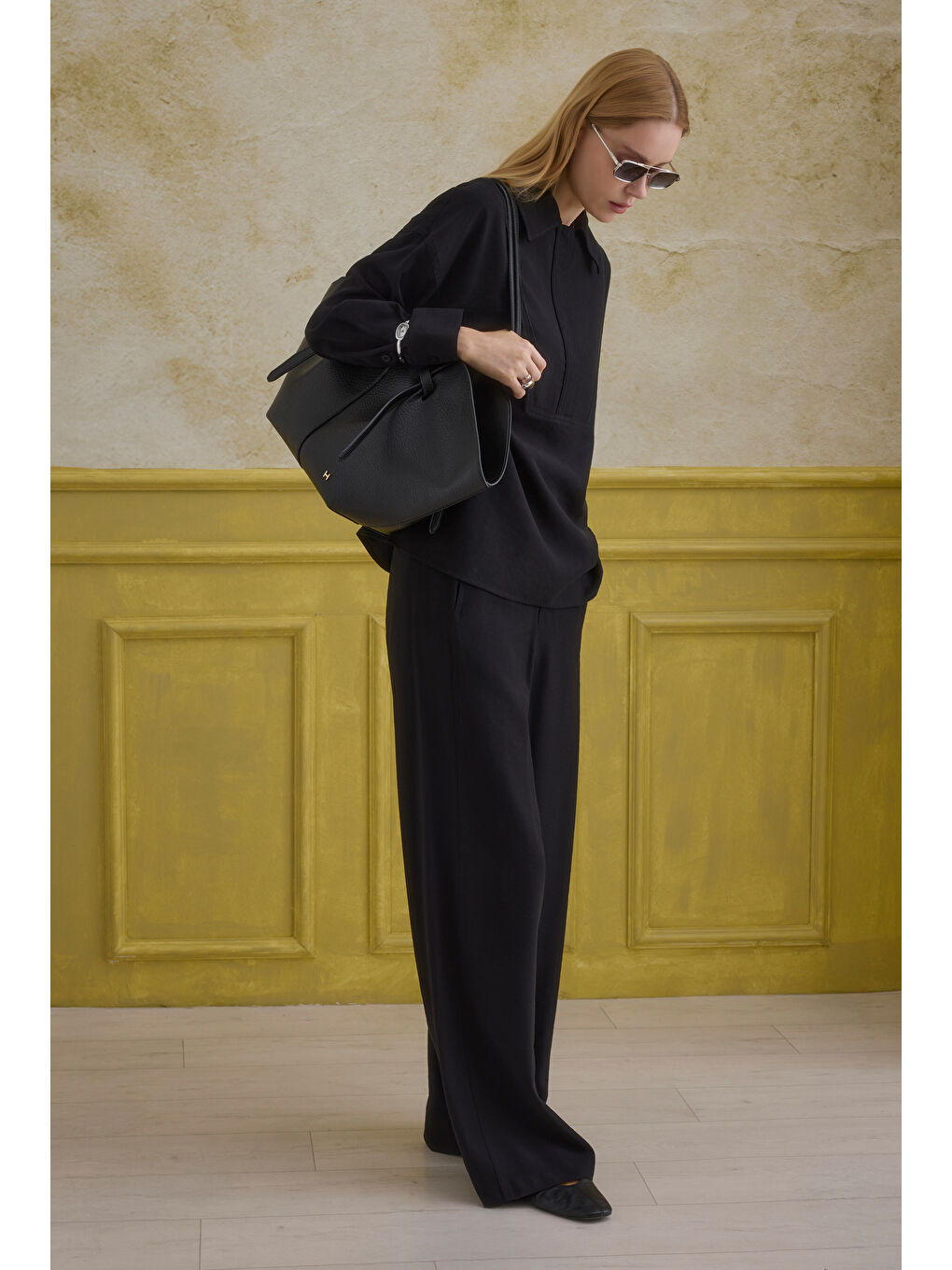 Düz Kesim Pantolon Siyah-1