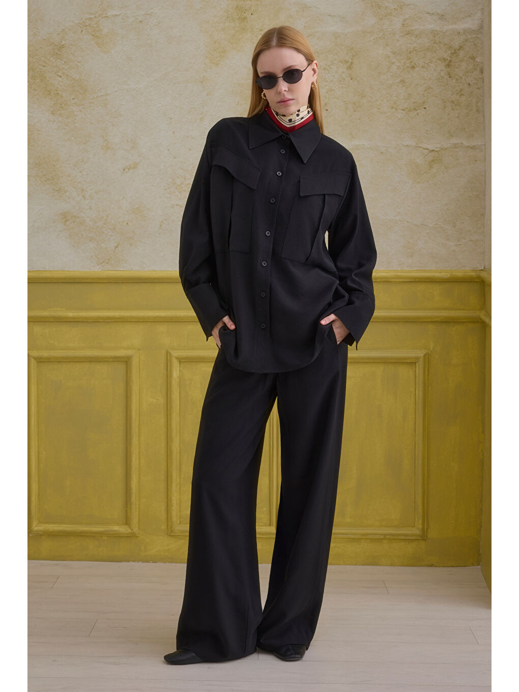 Düz Kesim Pantolon Siyah-2