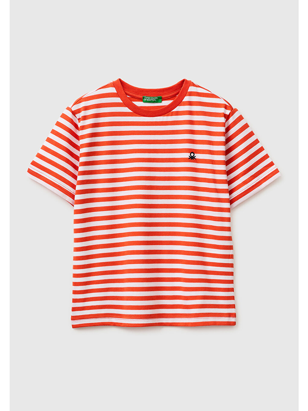 Erkek Çocuk Kırmızı Mix Çok Renkli Logo İşlemeli Çizgili T-Shirt
