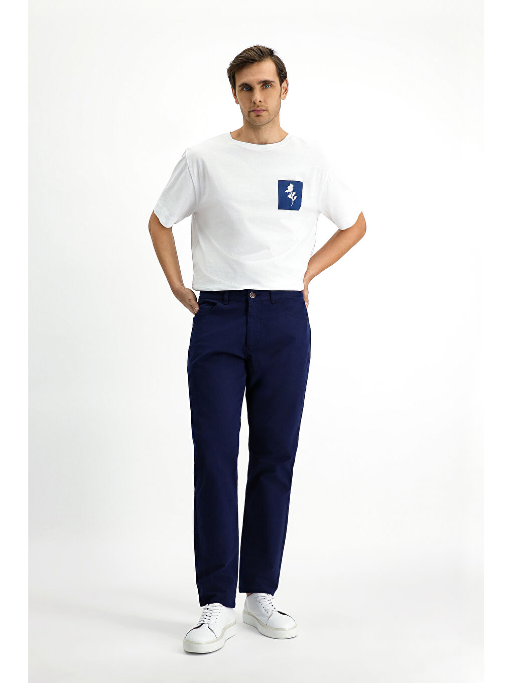 Lacivert Regular Fit Elastanlı Kanvas / Chino Pantolon