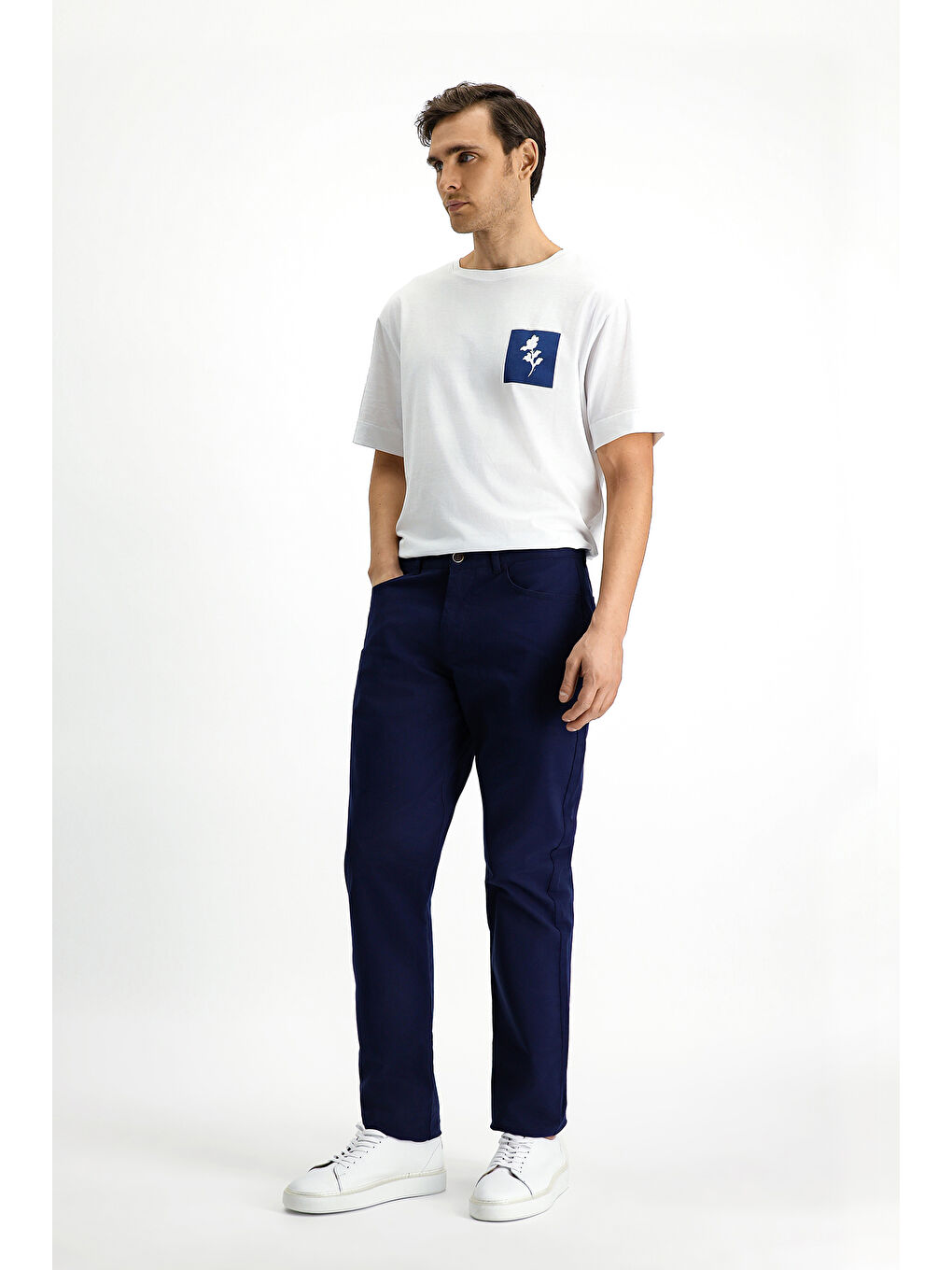 Lacivert Regular Fit Elastanlı Kanvas / Chino Pantolon-2