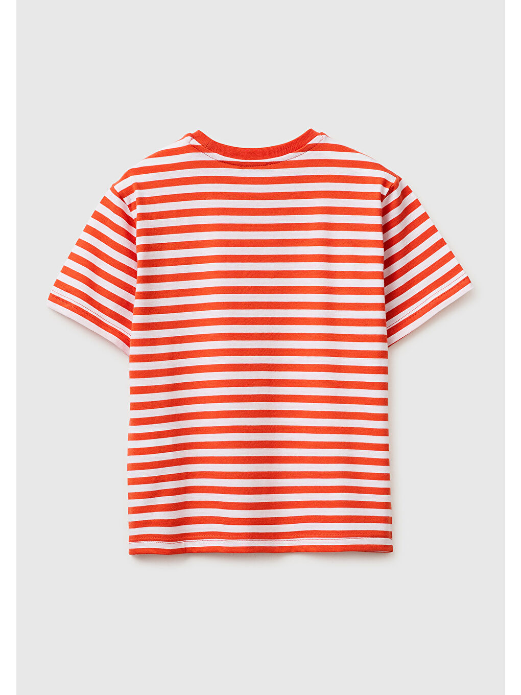 Erkek Çocuk Kırmızı Mix Çok Renkli Logo İşlemeli Çizgili T-Shirt-1