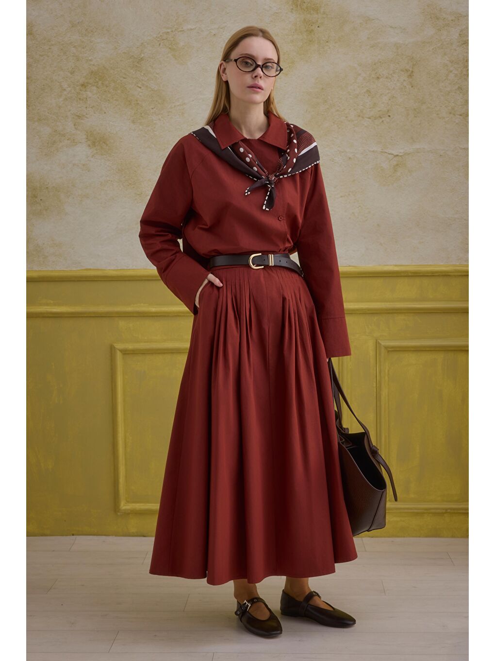 %100 Pamuk Etek Açık Bordo-1