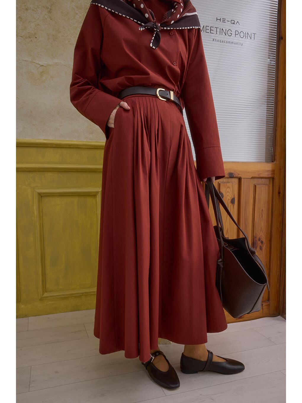 %100 Pamuk Etek Açık Bordo-2