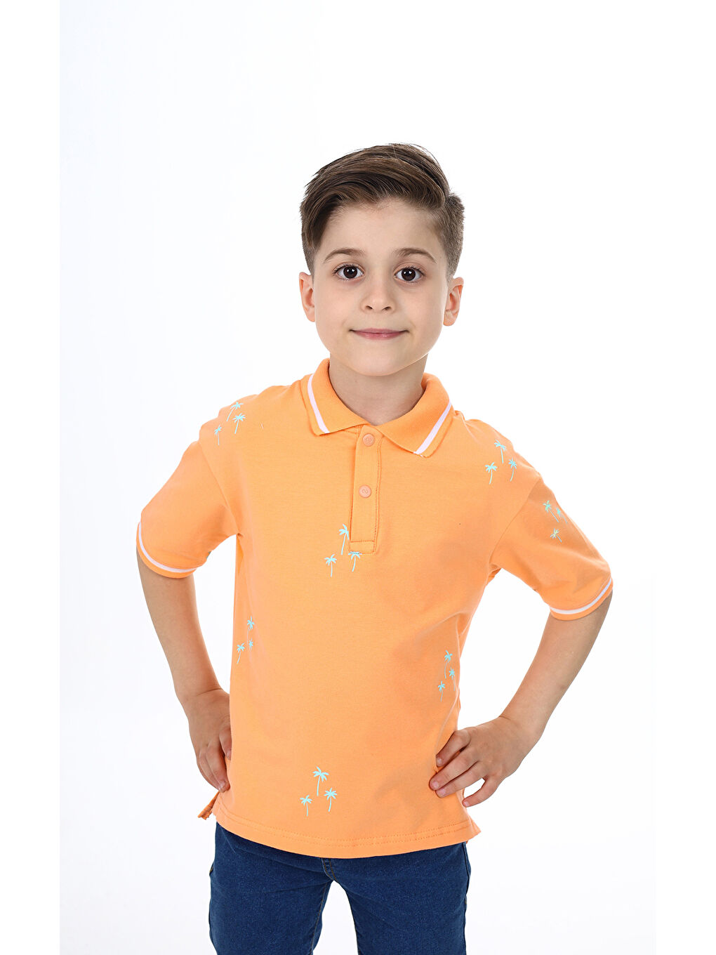 Turuncu Erkek Çocuk Baskılı Tişört