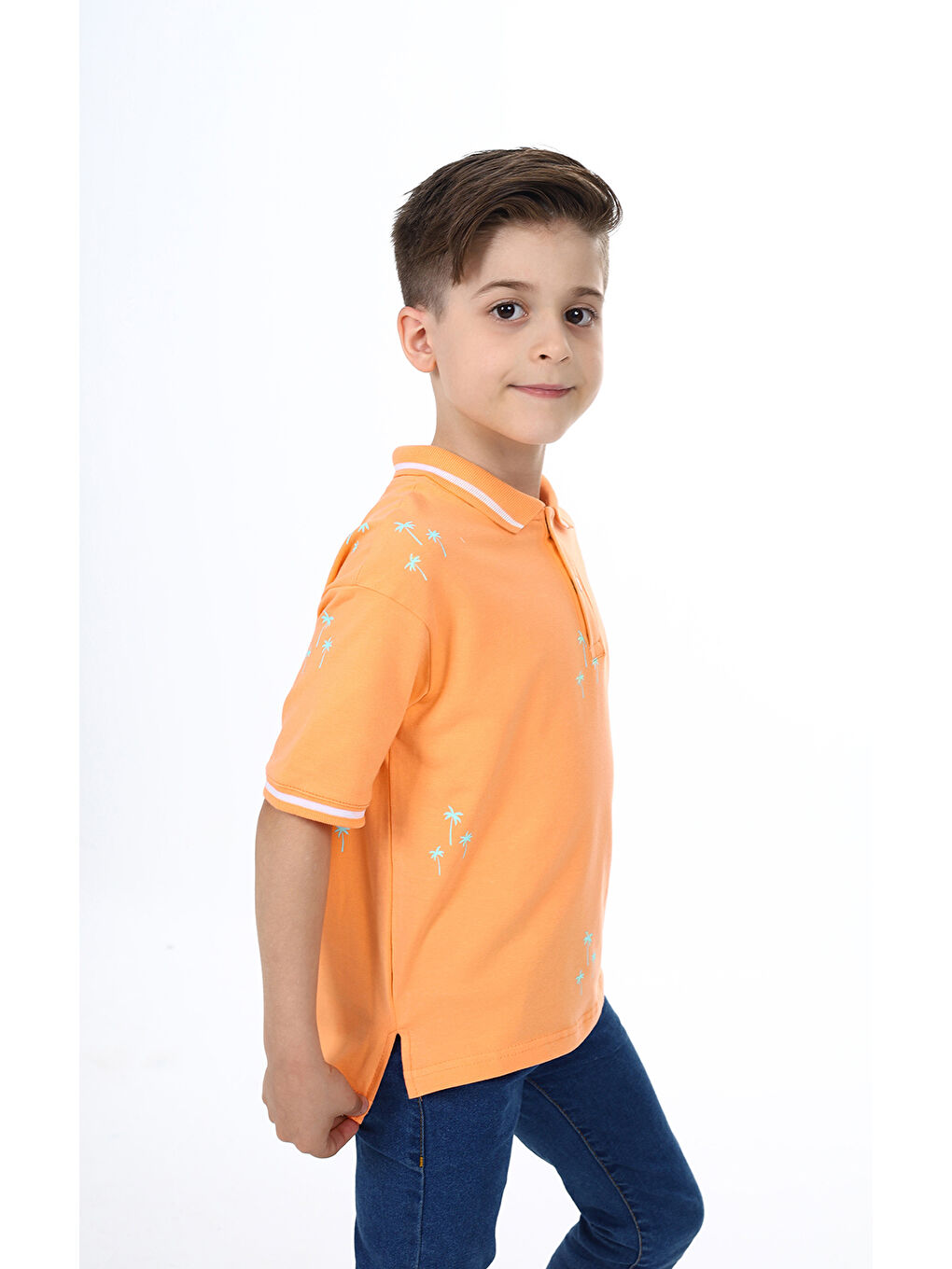 Turuncu Erkek Çocuk Baskılı Tişört-1