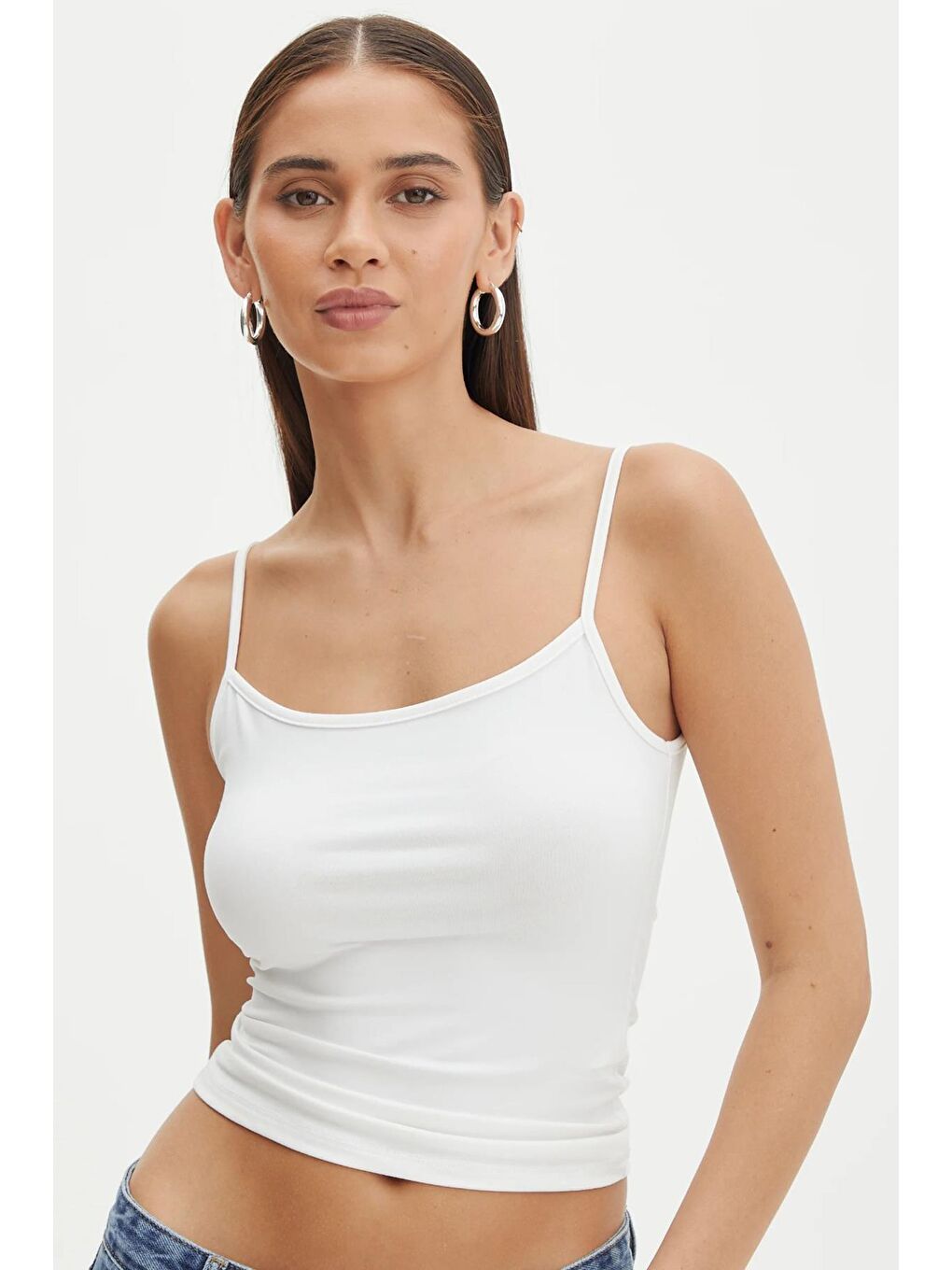 Beyaz Askılı Basic Kadın Atlet Mg2094