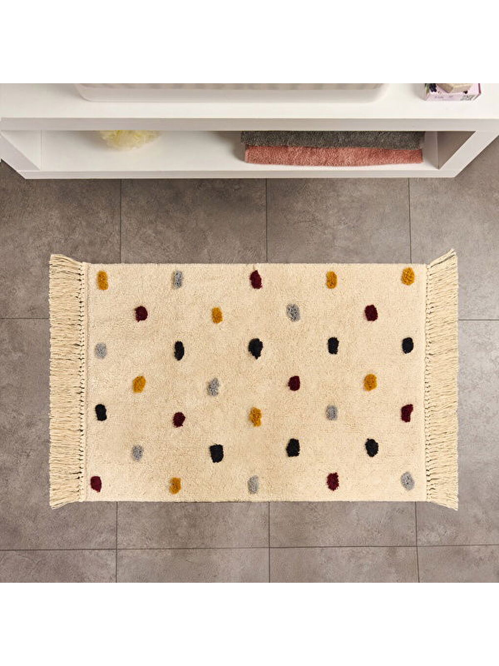 Soft Tufting Krus Banyo Paspası - Ekru / Renkli - 60x90 cm-7