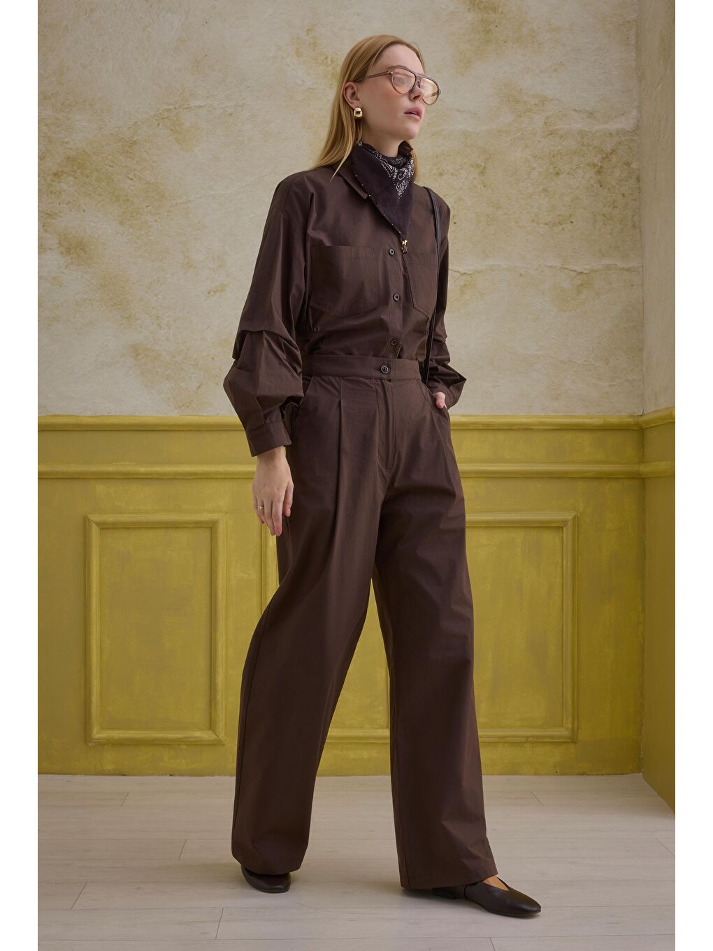 Kahverengi %100 Pamuk Pantolon Kahve