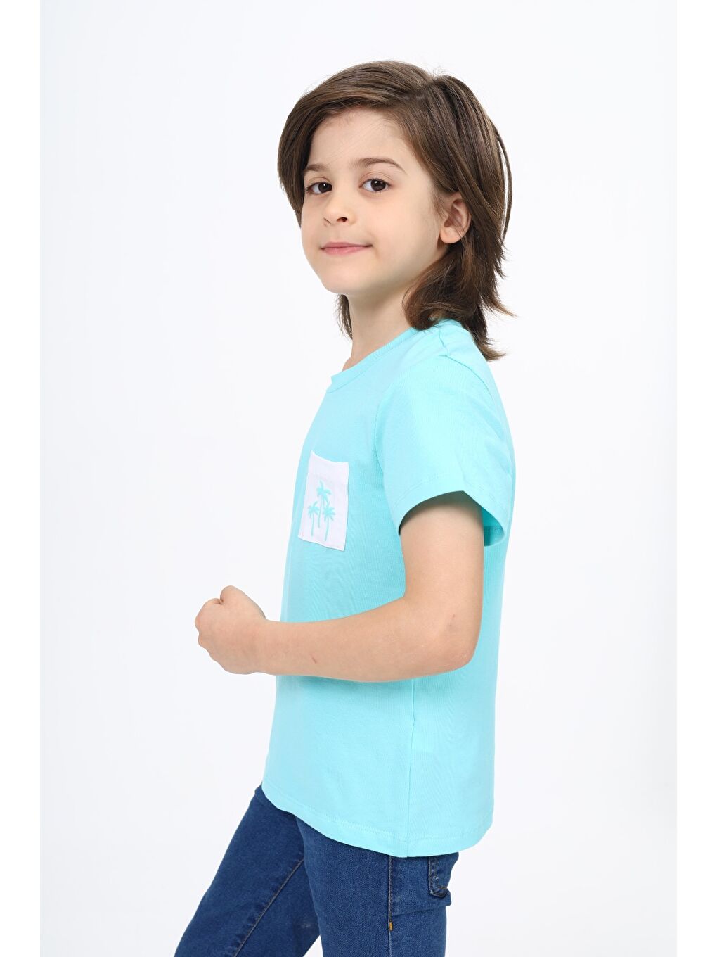 Turkuaz Erkek Çocuk Baskılı Tişört-3