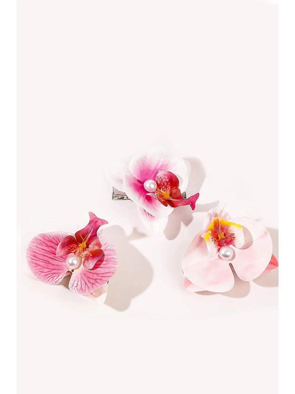 3 Adet Pembe Tonları İnci Detaylı Aloha Orkide Pens Toka