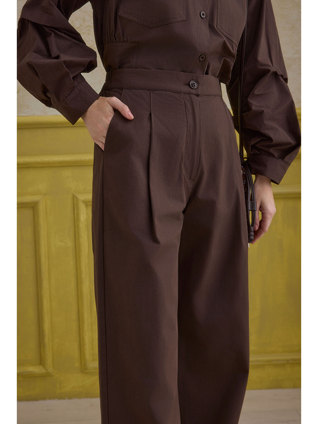 Kahverengi %100 Pamuk Pantolon Kahve-2