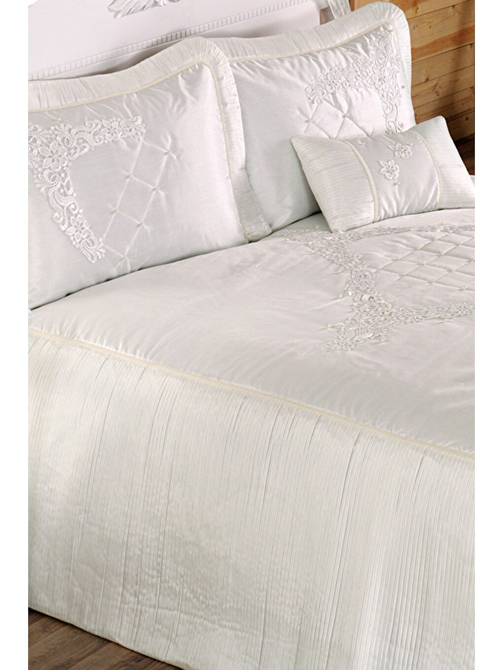 Almina Çift Kişilik Yatak Örtüsü Ekru