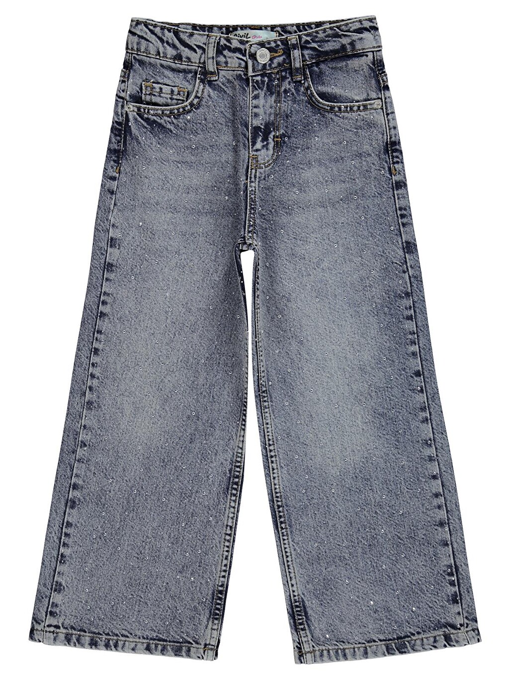 Girls Taş Baskılı 10-13 Yaş Pantolon Jean - Mavi