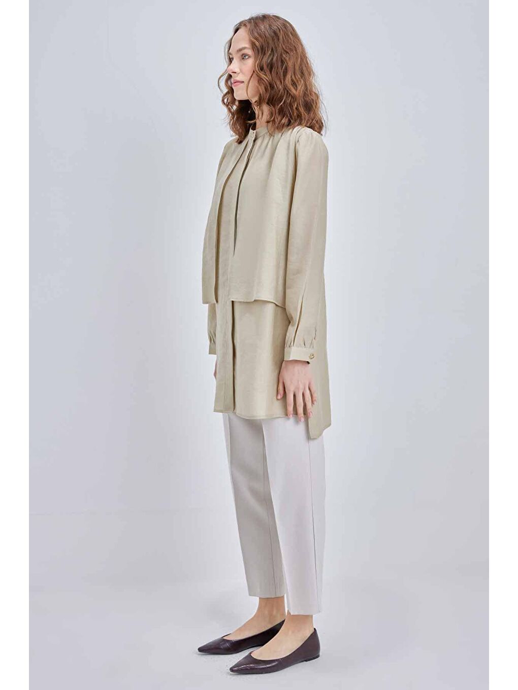 Yeşil Mint Dökümlü Gömlek Tunik-2