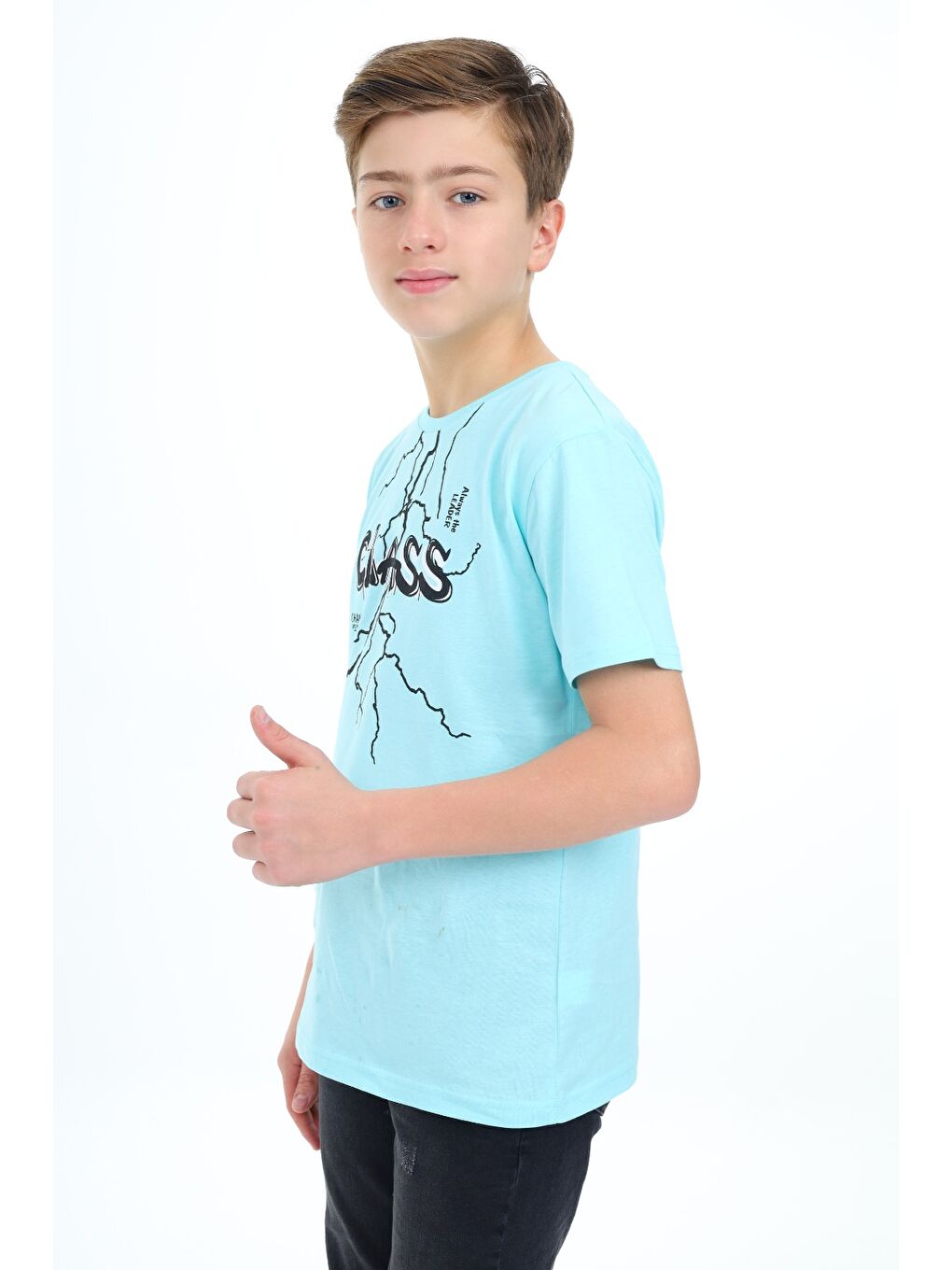 Turkuaz Erkek Çocuk Baskılı Tişört