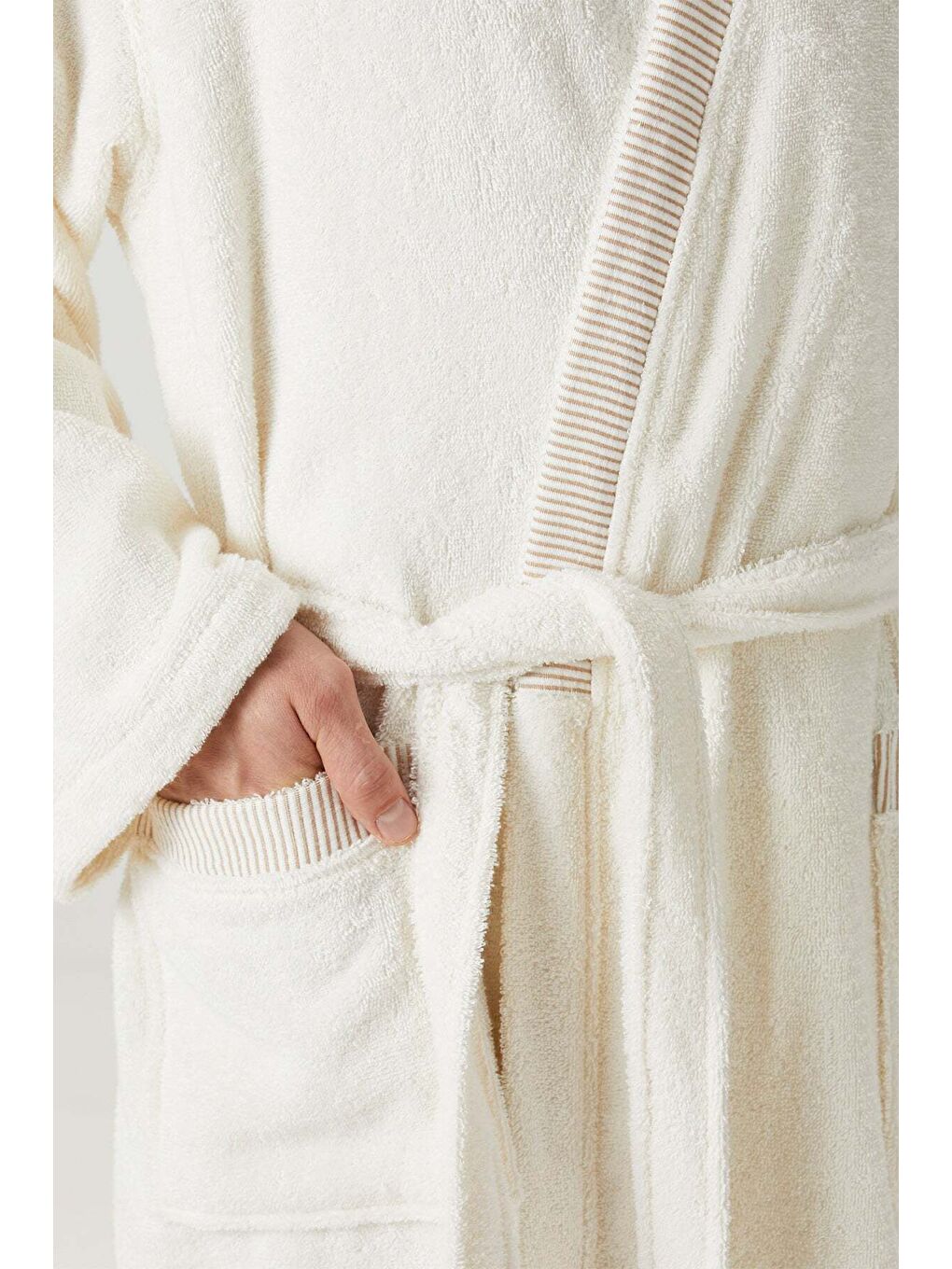 Marble %100 Pamuk Erkek Bornoz Ekru-3