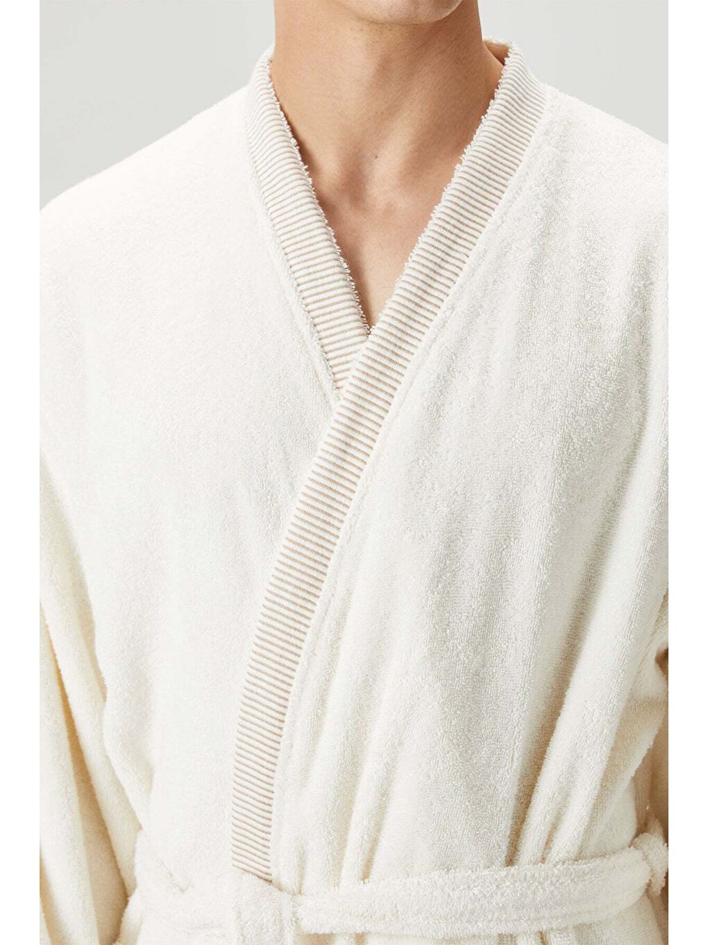 Marble %100 Pamuk Erkek Bornoz Ekru-4