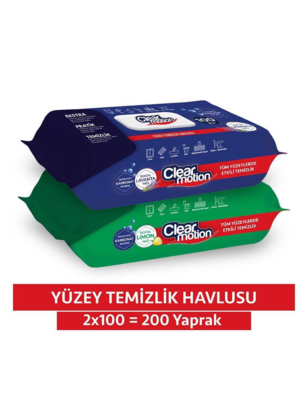 Clearmotion Renksiz Yüzey Temizlik Havlusu (2x100) 200 Yaprak