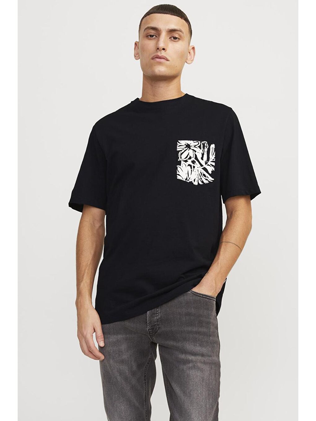 Jack & Jones Siyah Originals Jorlafayette Pamuklu Bisiklet Yaka Erkek T Shirt 12250435