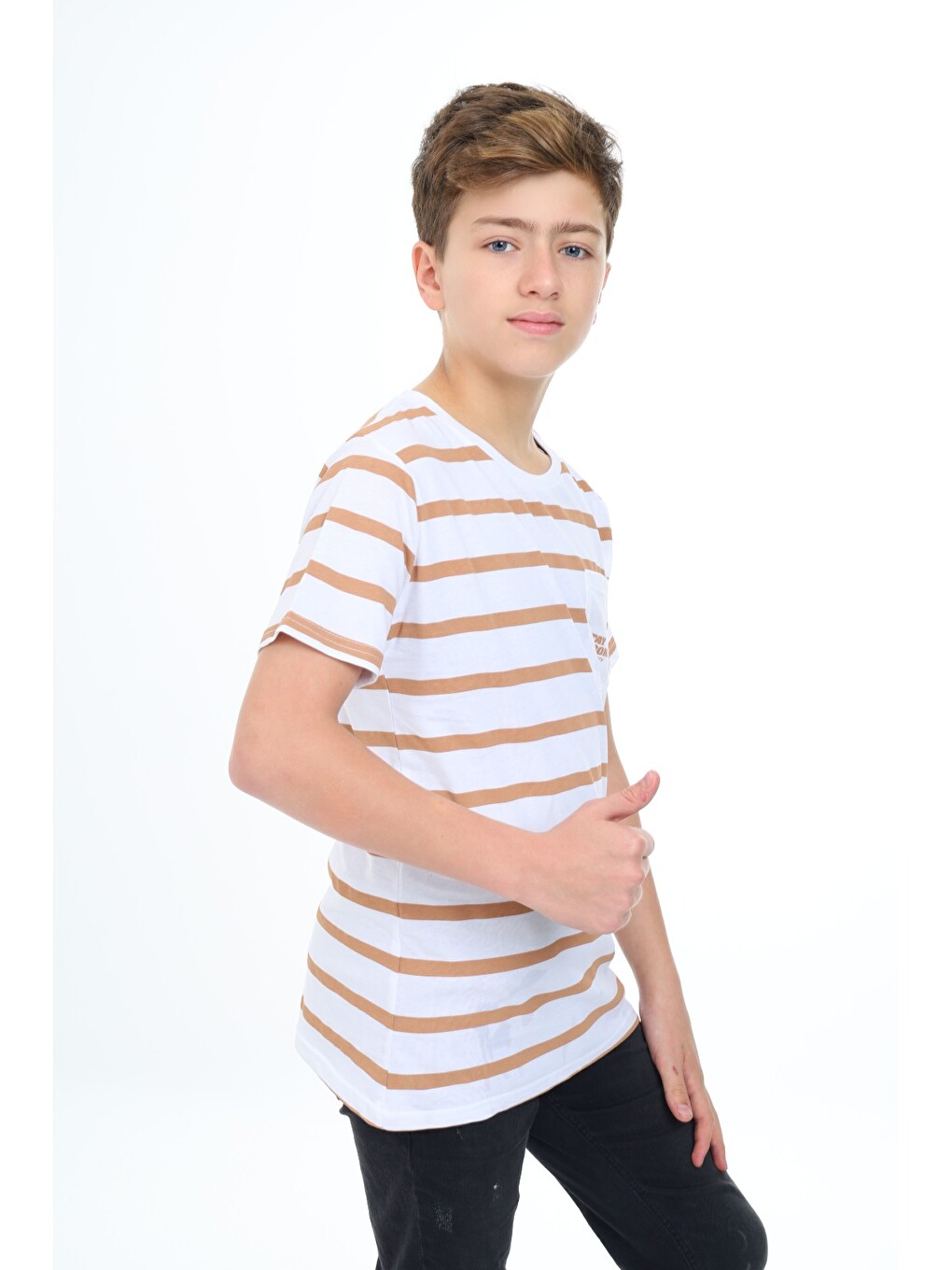 Kahverengi Erkek Çocuk Baskılı Tişört-1