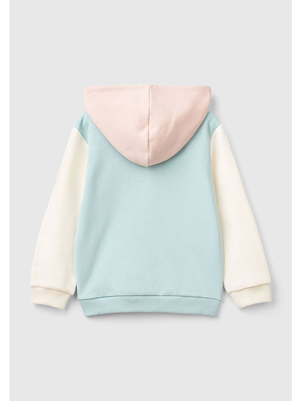 United Colors Of Benetton Turkuaz Kız Çocuk Su Yeşili Mix Pamuk Karışımlı Fermuarlı Kapüşonlu Logolu Sweatshirt - 1