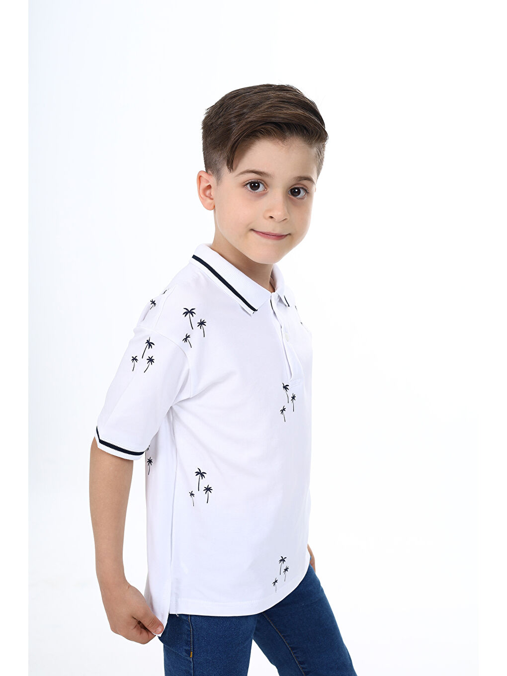 Beyaz Erkek Çocuk Baskılı Tişört-1