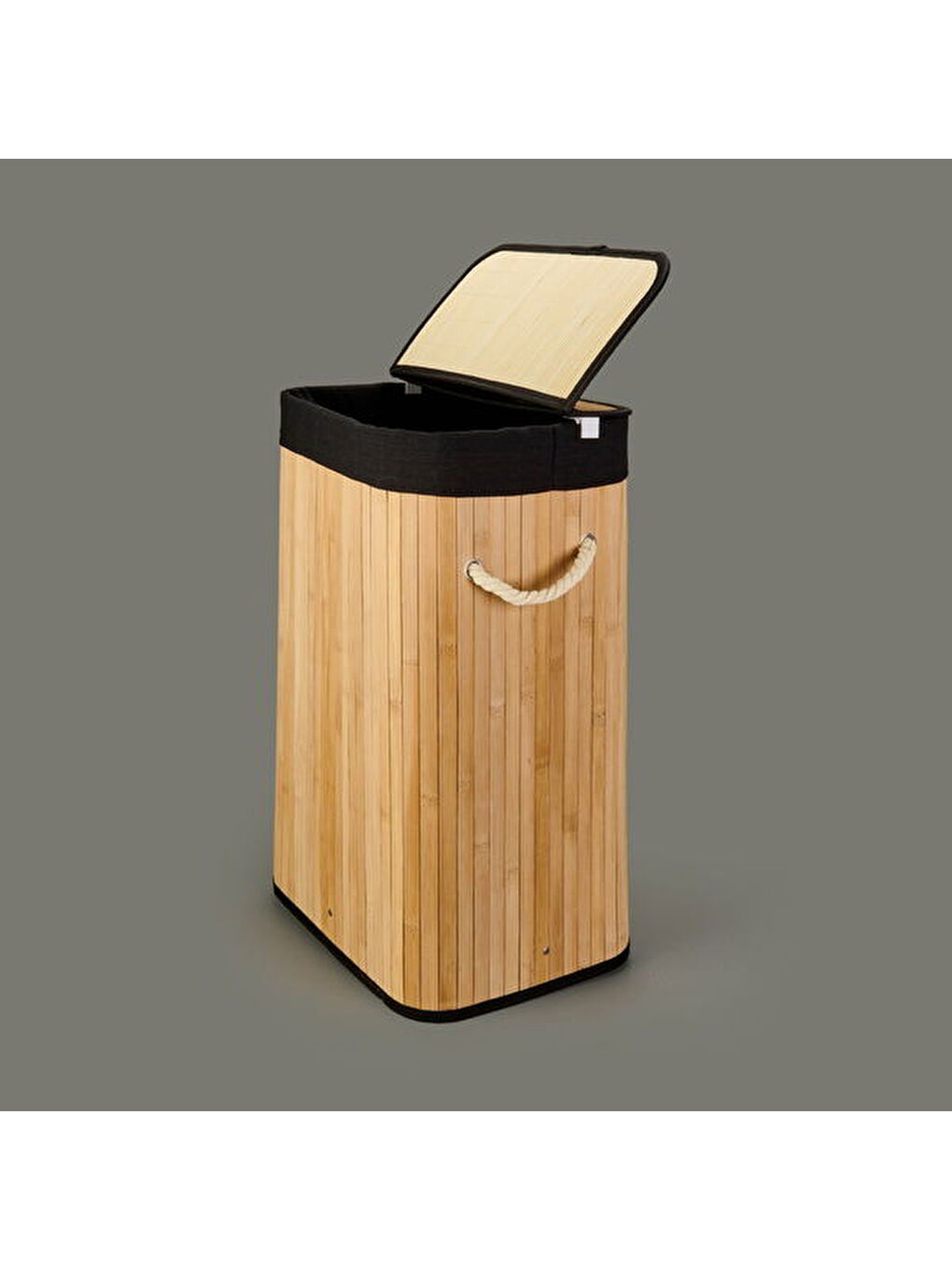 Bambu Çamaşır Sepeti - Siyah - 60 lt-1
