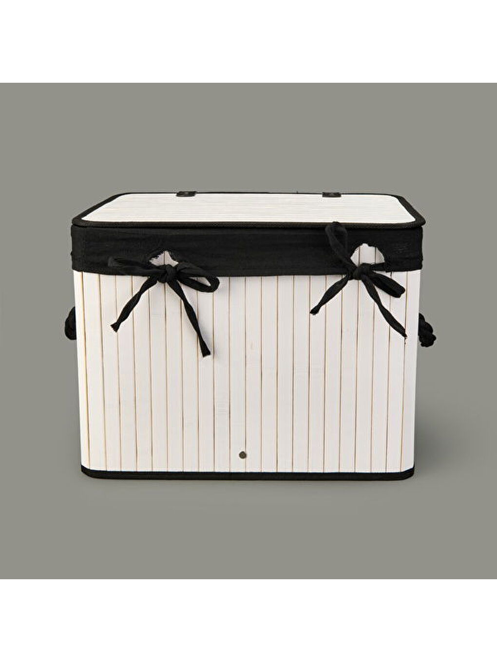 Çok Amaçlı Kapaklı Dekoratif Sepet - Beyaz / Siyah - 40x30x30 cm-2
