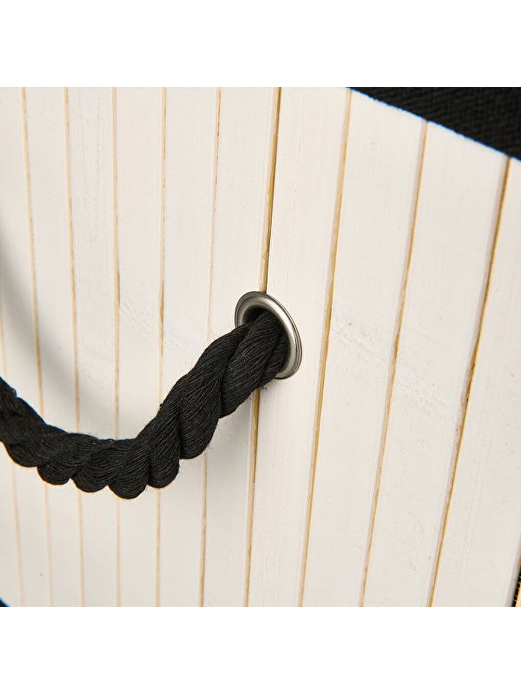 Çok Amaçlı Kapaklı Dekoratif Sepet - Beyaz / Siyah - 40x30x30 cm-3