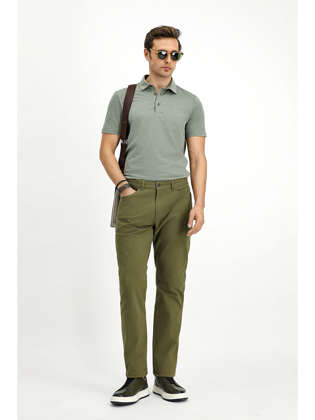 Haki Regular Fit Elastanlı Kanvas / Chino Pantolon