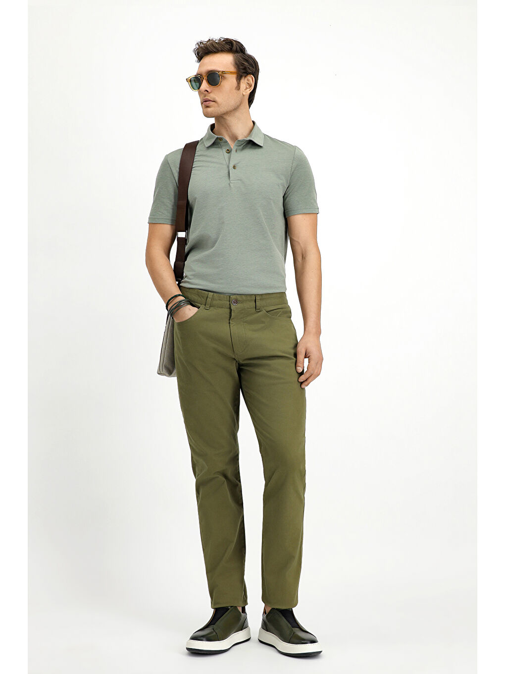 Haki Regular Fit Elastanlı Kanvas / Chino Pantolon-1