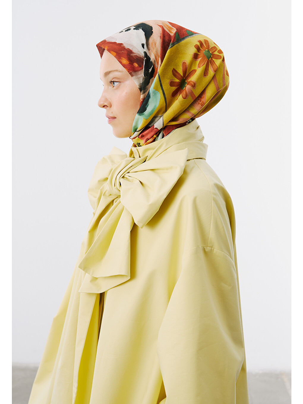 Kahverengi Floral Story Desen Vual Eşarp Kiremit-1