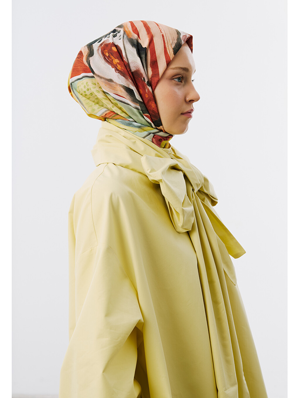 Kahverengi Floral Story Desen Vual Eşarp Kiremit-2