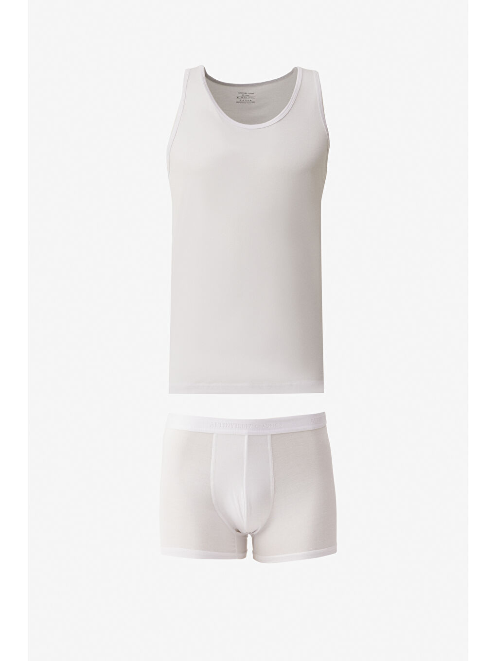 Erkek Beyaz Standart Fit Normal Kesim Boxer- Atlet Takım