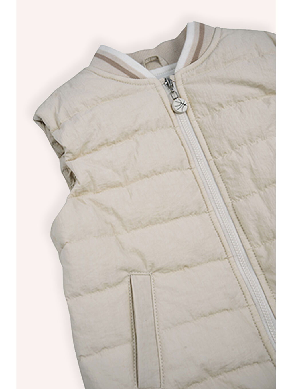 Erkek Çocuk Fermuarlı Micro Yelek Bej-1