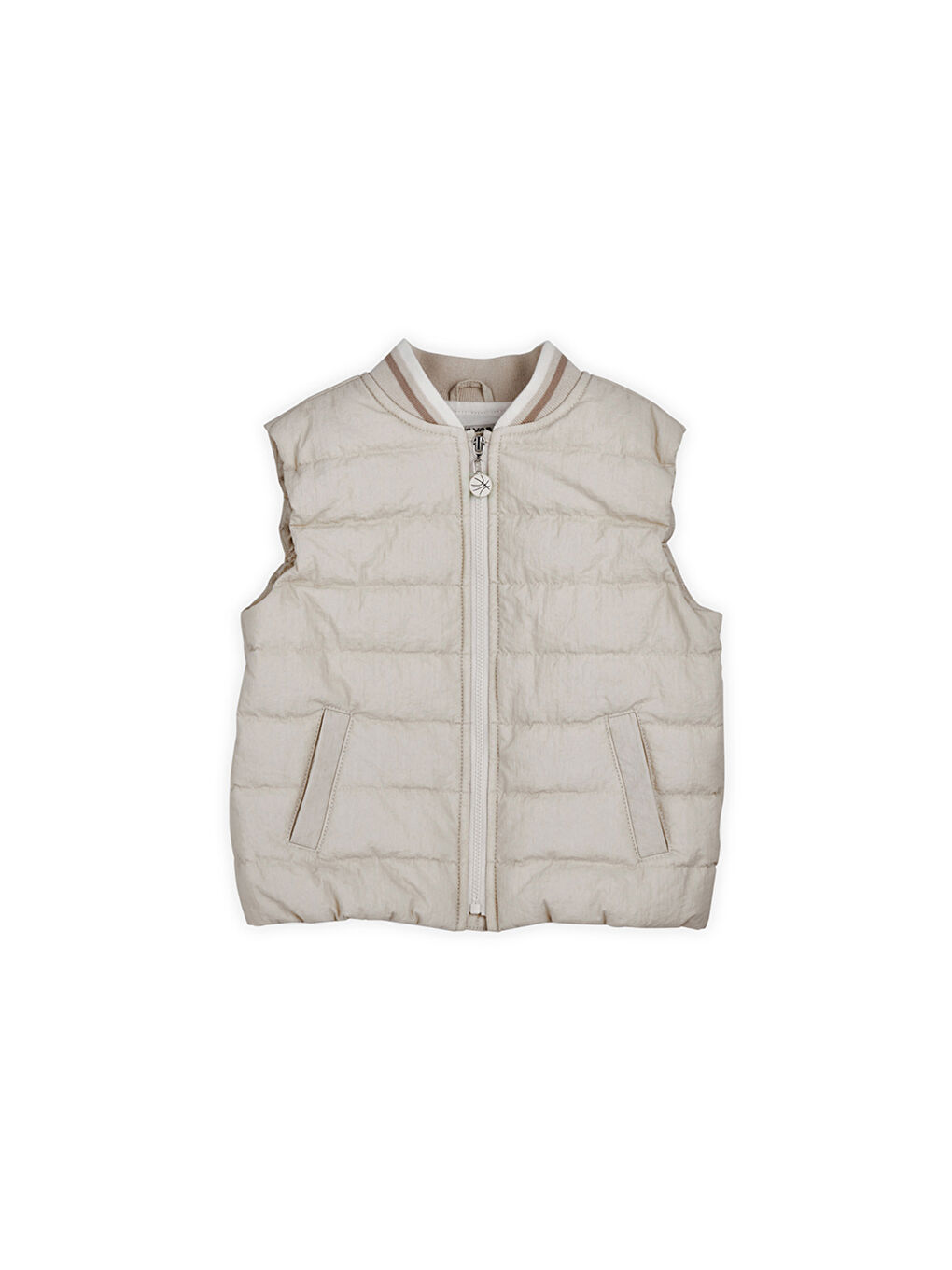 Erkek Çocuk Fermuarlı Micro Yelek Bej-4