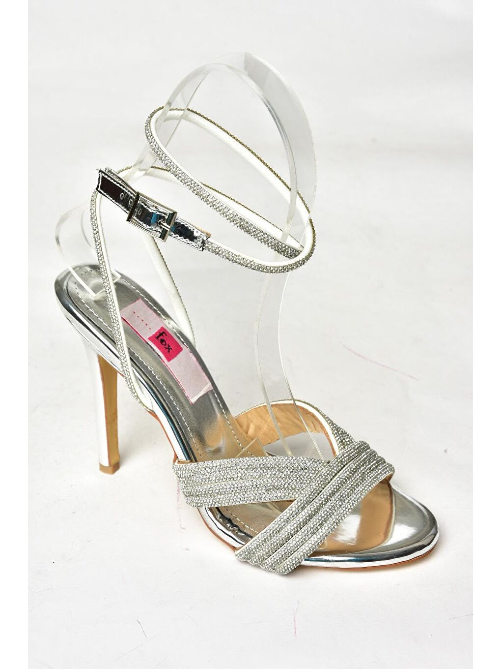 Gri S4220781 Gümüş Kadın Topuklu Ayakkabı-1