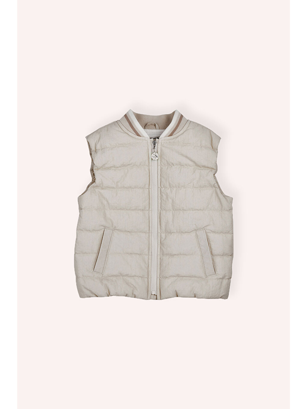 Erkek Çocuk Fermuarlı Micro Yelek Bej-8