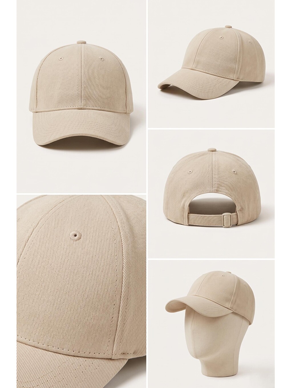 Bej Unisex Basic Kep Şapka Sade Düz Renk Günlük Ayarlanabilir Cap SPK12-1 BEJ