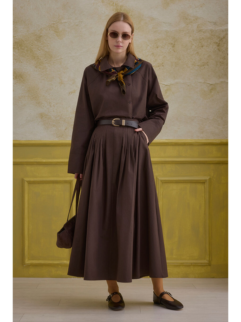 Kahverengi %100 Pamuk Etek Kahve