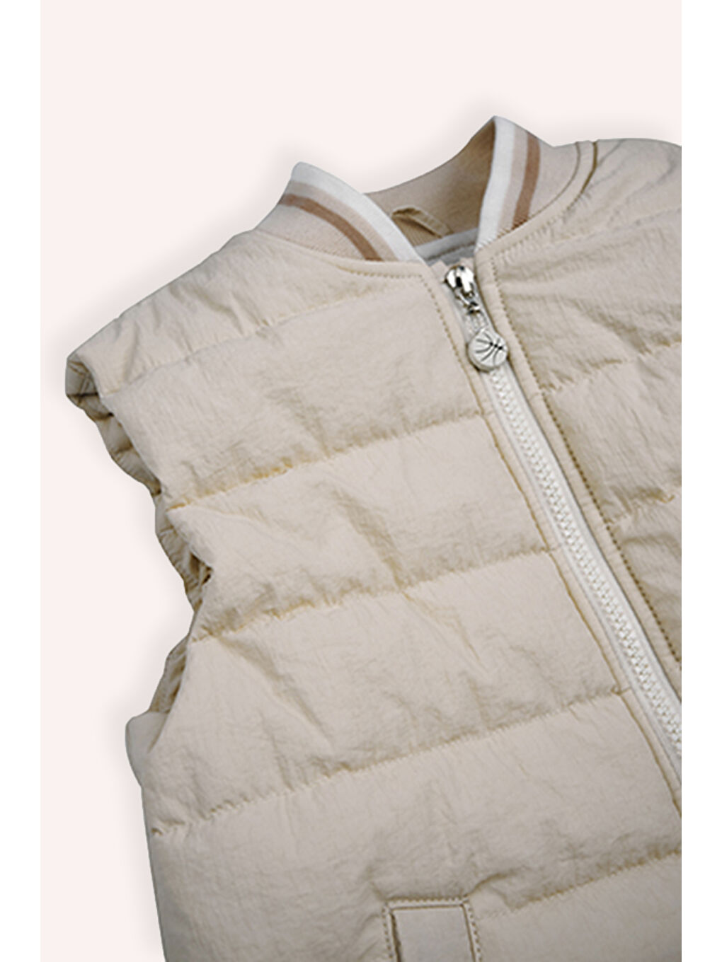 Erkek Çocuk Fermuarlı Micro Yelek Bej-1