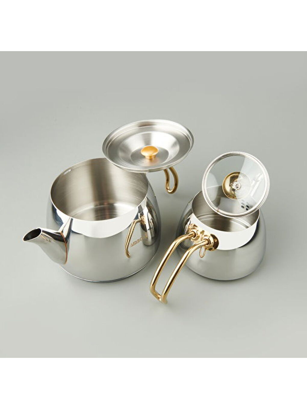 Aquamarine Special Çelik Çaydanlık - Gri / Altın - 2,1 lt + 1 lt-1