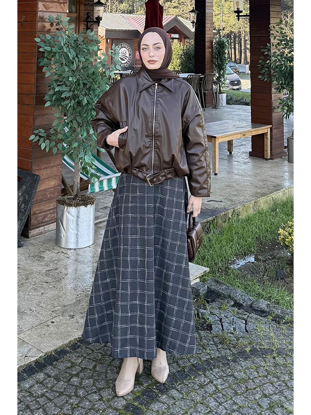 Kemerli Deri Ceket Acı Kahverengi