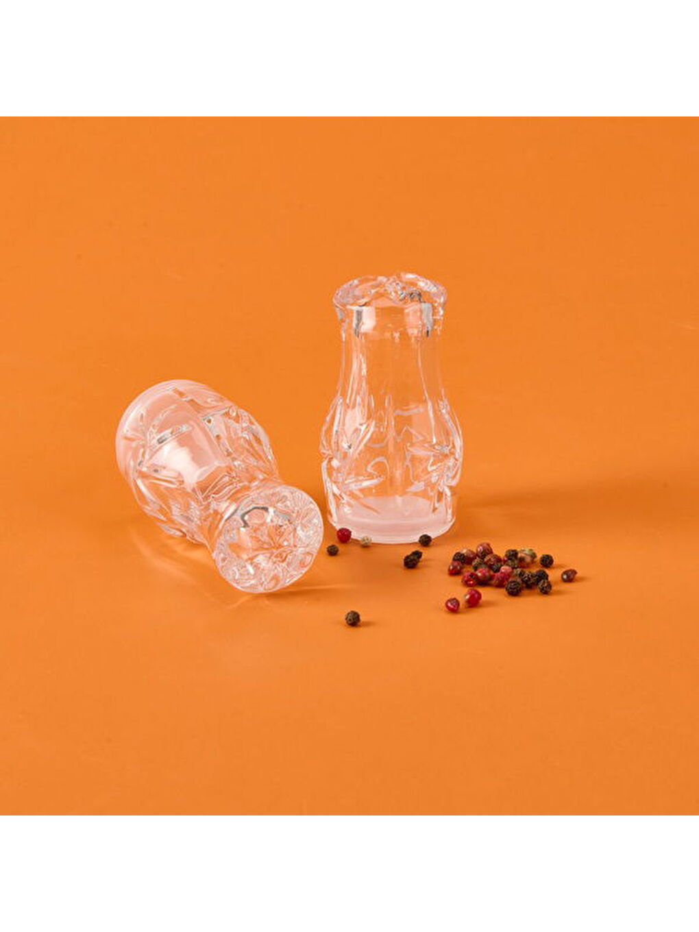 Renksiz Kristal 2'li Cam Tuzluk - Şeffaf - 13 cm